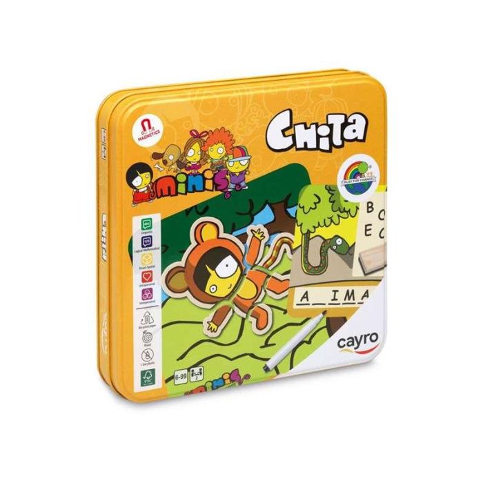Cayro Juego Ahorcado Chita de Madera en Caja de Metal, 8 Piezas, 2 Jugadores, 19x19x3.5cm 0 Cayro Juego Ahorcado Chita de Madera en Caja de Metal, 8 Piezas, 2 Jugadores, 19x19x3.5cm 0