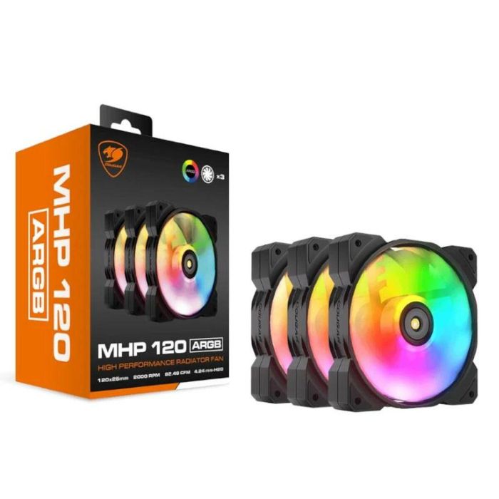 Ventilador de Caja Cougar 3MMHP12A3.0001 Ø 12 cm Negro ARGB 3 Unidades (3 Unidades) 1 Ventilador de Caja Cougar 3MMHP12A3.0001 Ø 12 cm Negro ARGB 3 Unidades (3 Unidades) 1