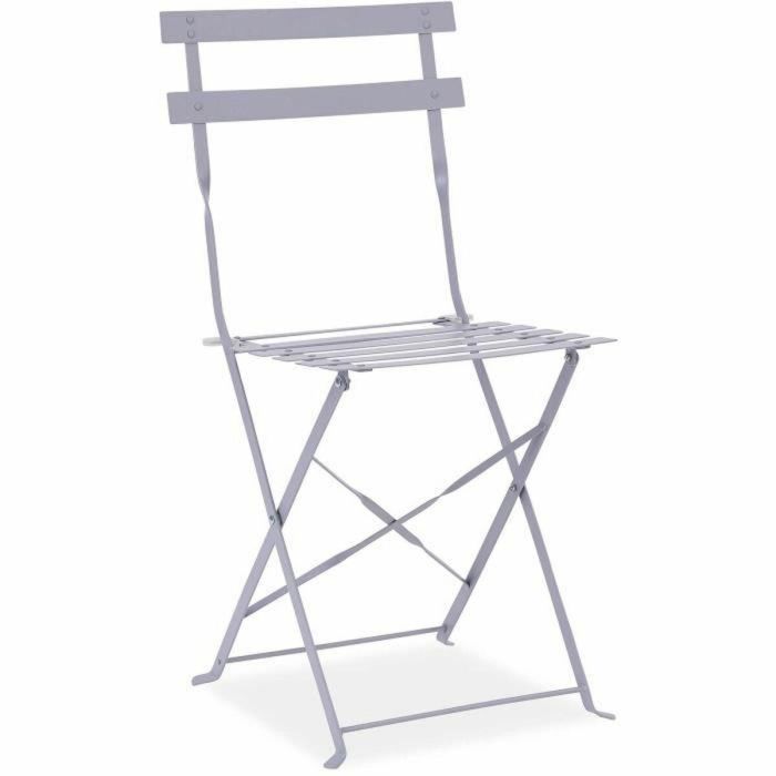 Juego de Bistro de Jardín Plegable en Acero Gris - Conjunto con Mesa (60x71 cm) y 2 Sillas (42x46x82 cm) 5 Juego de Bistro de Jardín Plegable en Acero Gris - Conjunto con Mesa (60x71 cm) y 2 Sillas (42x46x82 cm) 5