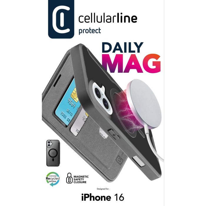 Cellularline Book Case Daily MAG iPhone 16 Black 1 Cellularline Book Case Daily MAG iPhone 16 Black 1