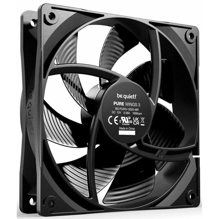 be quiet! Pure Wings 3 120mm Ventilador Carcasa PC 1600 RPM, 25.5 dB Silencioso, Rodamiento Rifle, Alta Presión 1.45 mmH2O, Negro 1