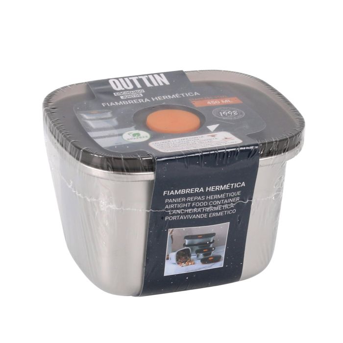 Fiambrera hermética rectangular de acero inoxidable 450 ml - Quttin (12 Unidades) 6 Fiambrera hermética rectangular de acero inoxidable 450 ml - Quttin (12 Unidades) 6