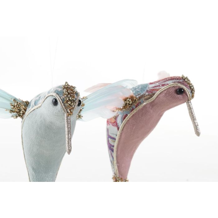 DKD Home Decor Figura Navidad Fantasia Colibri, Rosa Palo Azul Celeste, Foam Poliester, 18x19x10 cm (2 Unidades) 1 DKD Home Decor Figura Navidad Fantasia Colibri, Rosa Palo Azul Celeste, Foam Poliester, 18x19x10 cm (2 Unidades) 1