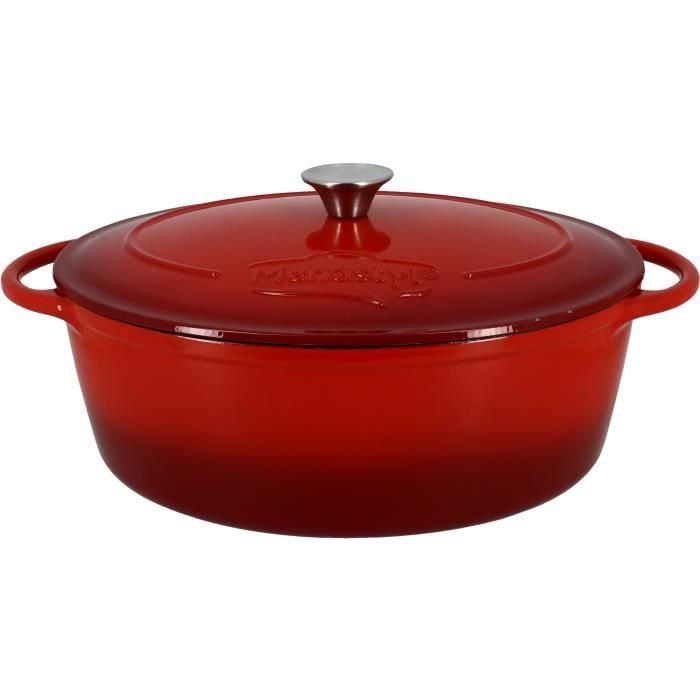 Cacerola - MENASTYL - 6020103 - Ovalada - Hierro fundido esmaltado - Roja - 9 litros Cacerola - MENASTYL - 6020103 - Ovalada - Hierro fundido esmaltado - Roja - 9 litros