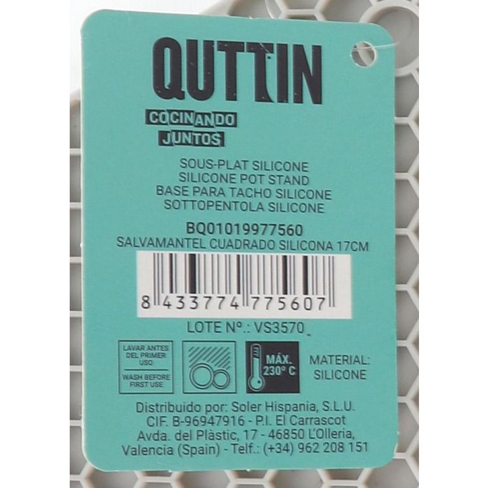 Salvamantel cuadrado de silicona Quttin 17 cm (36 Unidades) 8 Salvamantel cuadrado de silicona Quttin 17 cm (36 Unidades) 8