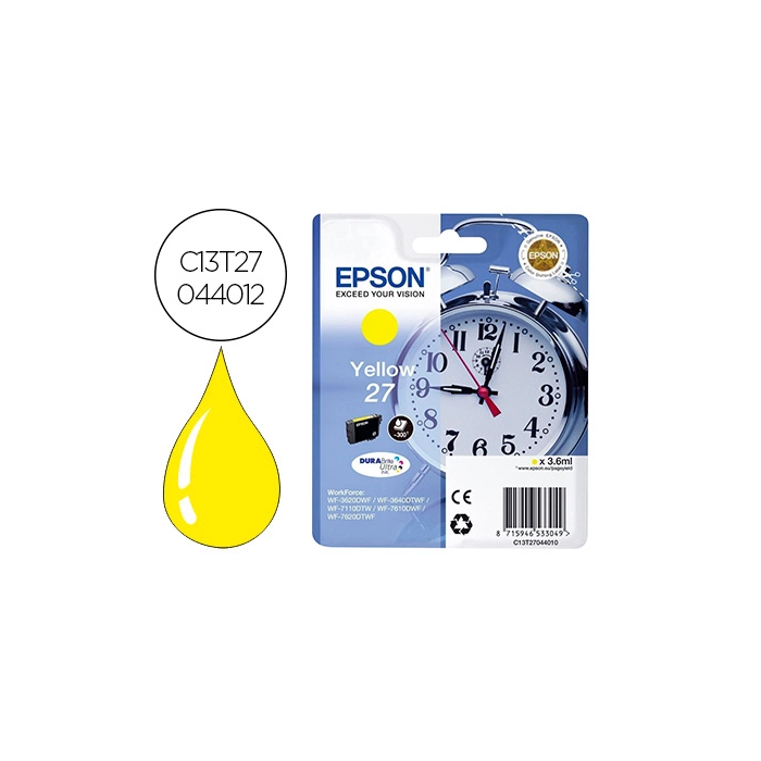 Epson WorkForce WF-3000 y WF-7000 Cartucho Amarillo nº27 0 Epson WorkForce WF-3000 y WF-7000 Cartucho Amarillo nº27 0