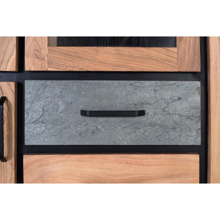 GINER Y COLOMER Aparador Artesanal en Madera de Acacia 110 cm con Luces LED y 3 Puertas 4