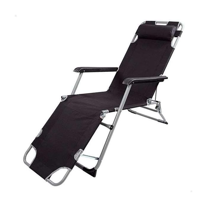 Tumbona reclinable Aktive Negro 177 x 34 x 47 cm