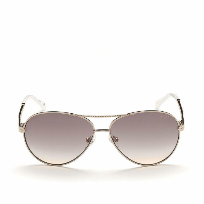 Guess GU7470-S 28E Gafas de Sol para Mujer, Estilo Piloto, Montura Metal Oro Rosado, Lentes Marrones 60mm, Patilla 135mm