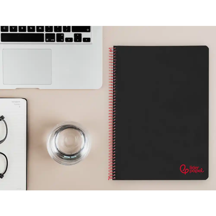 Liderpapel Cuaderno Espiral Wonder A4 Tapa Plástico 80 Hojas 90gr Rayado Horizontal con Margen Negro 7