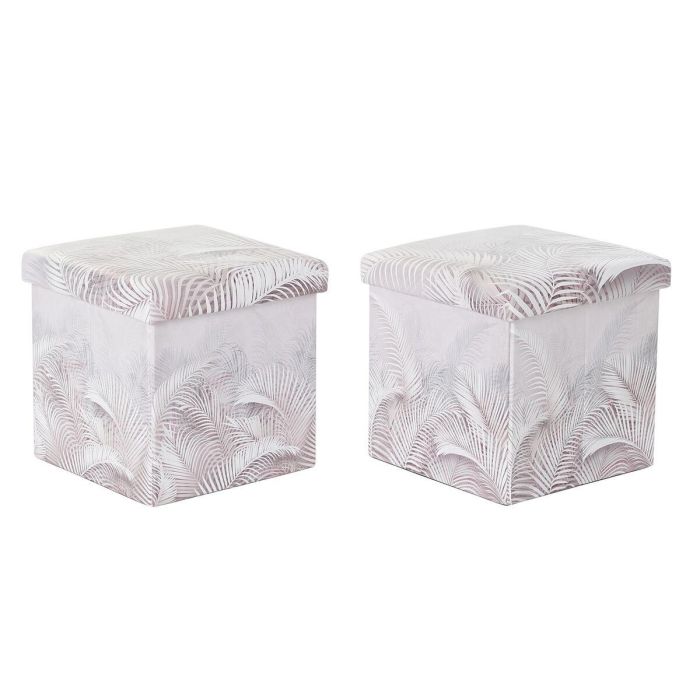 Caja Plegable Tropical DKD Home Decor Gris 34 x 34 x 34 cm (2 Unidades) Caja Plegable Tropical DKD Home Decor Gris 34 x 34 x 34 cm (2 Unidades)