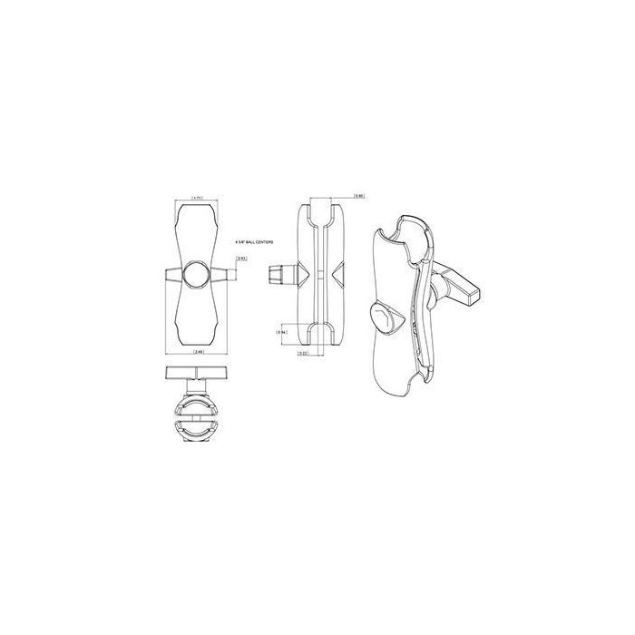 RAM Mounts RAM-201U Brazo de Doble Rótula de Longitud Media con Bola Doble de 1.5" para Sistemas de Montaje RAM 2