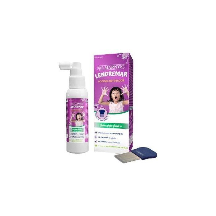 Lendremar Loción Elimina Piojos y Liendres 100ml. Eficaz desde 2 años. Protección cuero cabelludo.