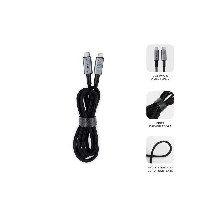 Cable USB-C a USB-C Subblim SUBCAB-C24010 1,5 m Negro 2 Cable USB-C a USB-C Subblim SUBCAB-C24010 1,5 m Negro 2