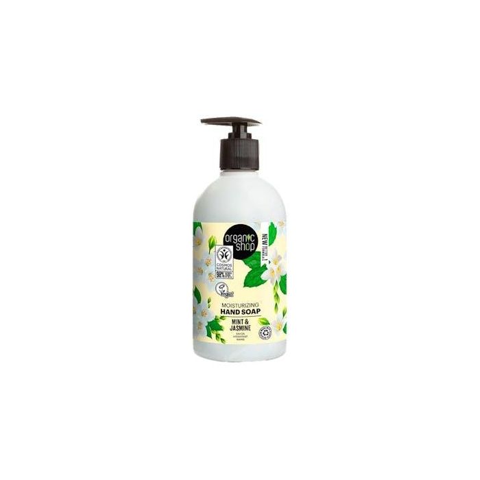 ORGANIC SHOP Jabón de Manos Hidratante Jazmín y Menta, con Aloe Vera orgánico, sin SLS ni Parabenos, 500 ml