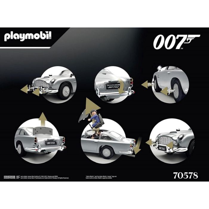 Playmobil James Bond Aston Martin DB5 Goldfinger con gadgets, asiento eyector y matrículas giratorias, vehículo icónico de 007 1 Playmobil James Bond Aston Martin DB5 Goldfinger con gadgets, asiento eyector y matrículas giratorias, vehículo icónico de 007 1