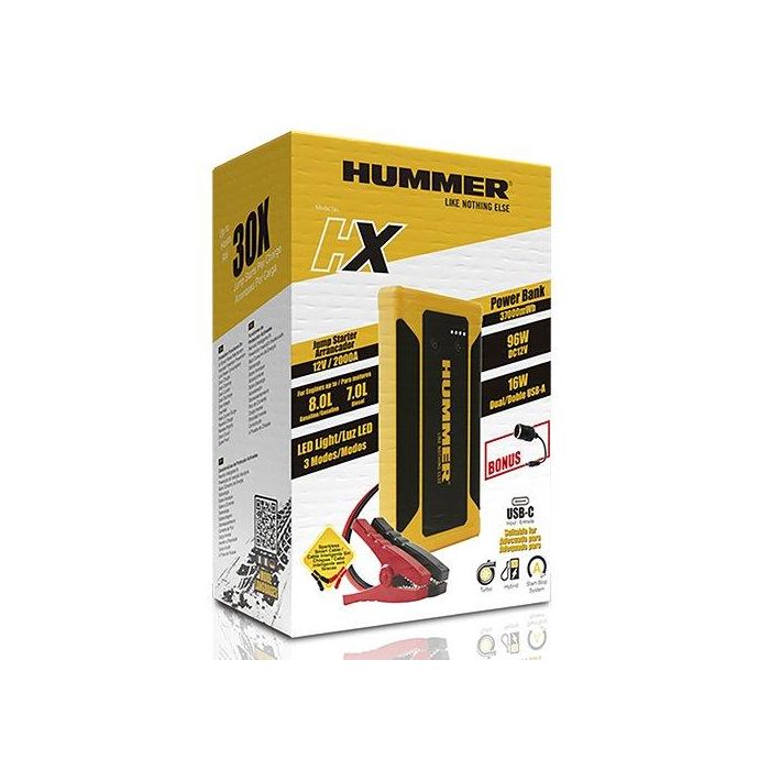 HUMMHX Arrancador de Batería Coche 12V 10000mAh, Power Bank Multifuncional, Cargador Portátil USB y Salida 12V DC 1