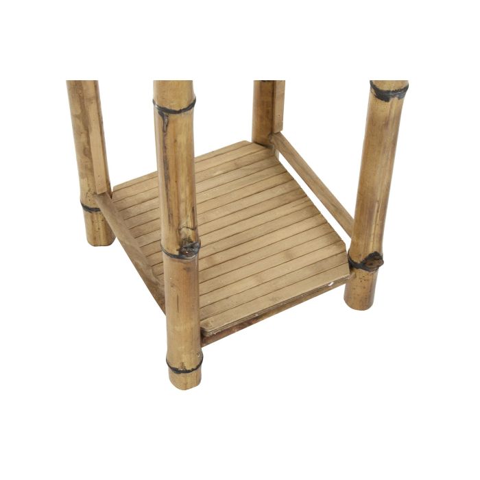 DKD Home Decor Mesita Auxiliar de Ratan Natural Estilo Balines, 36x85x36 cm, con Estante 2 DKD Home Decor Mesita Auxiliar de Ratan Natural Estilo Balines, 36x85x36 cm, con Estante 2