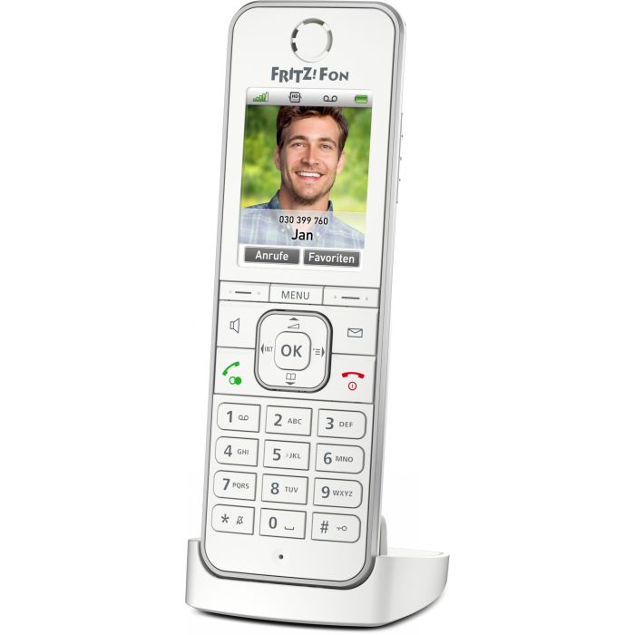 AVM C6 Teléfono DECT Inalámbrico Fritz!Fon, Altavoz, Identificador de Llamadas, 300 Entradas, Blanco