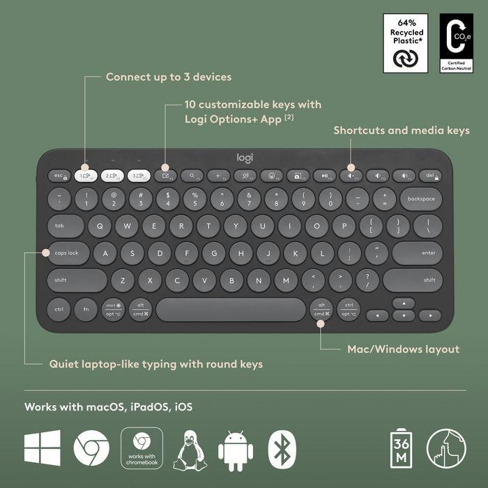 Logitech GLOBAL: Logitech Pebble Keys 2 K380s multi-device Bluetooth keyboard | CHINA ONLY: Logitech Pebble Keys 2 K390 multi-device wireless keyboard 10 Logitech GLOBAL: Logitech Pebble Keys 2 K380s multi-device Bluetooth keyboard | CHINA ONLY: Logitech Pebble Keys 2 K390 multi-device wireless keyboard 10