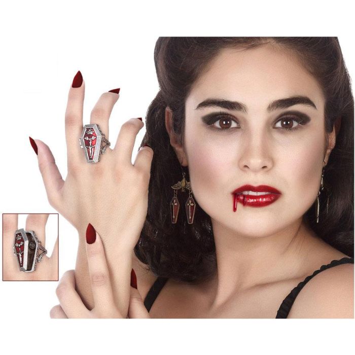 Anillo Halloween Ataud Con Apertura Accesorio