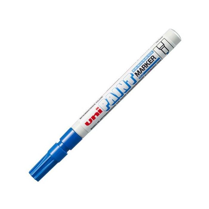 Uni-Ball Marcador Permanente Paint PX-21 Punta Acrílica 0.8-1.2mm Azul Caja 12ud - Resistente Agua y Luz
