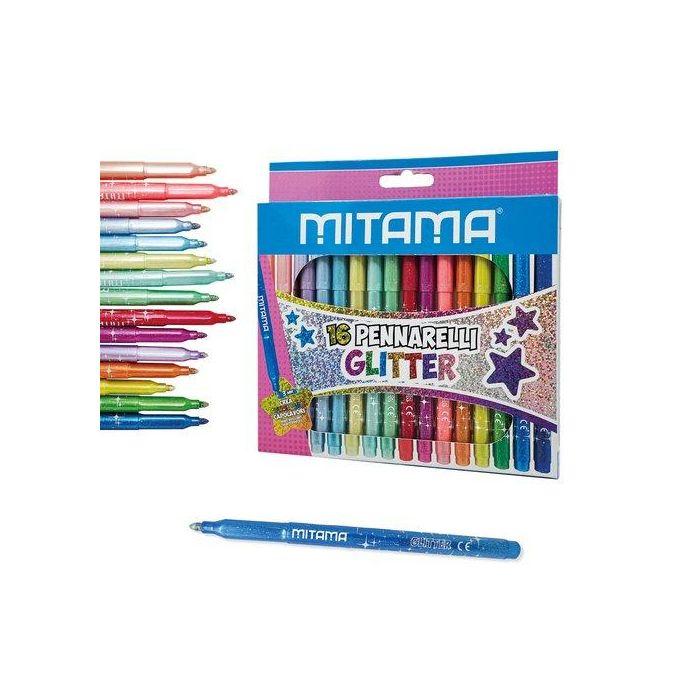 Rotulador Fibra Mitama Purpurina Estuche De 16