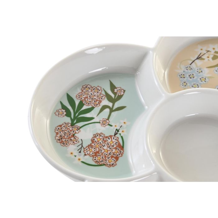DKD Home Decor Bandeja para Aperitivos Tradicional, Gres y Bambú, Verde Beige, 22 cm Ancho x 22 cm Largo x 3 cm Alto, Apta Lavavajillas 2