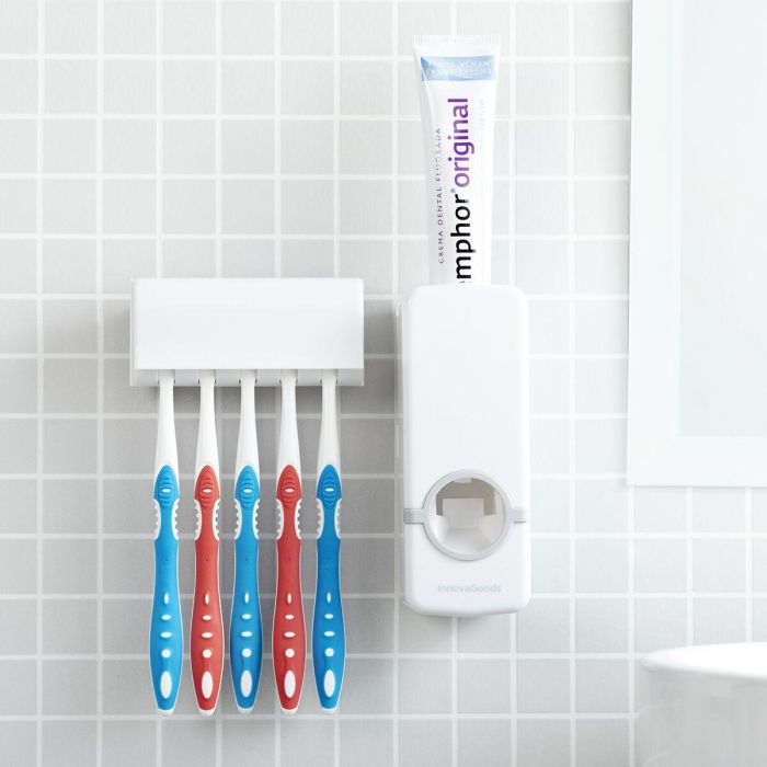 Dispensador de Pasta Dental con Soporte para Cepillos Diseeth InnovaGoods 10 Dispensador de Pasta Dental con Soporte para Cepillos Diseeth InnovaGoods 10