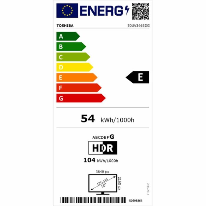 Toshiba 50UV3463DG Televisor 127 cm (50") 4K Ultra HD Smart TV Negro 275 cd / m² 1 Toshiba 50UV3463DG Televisor 127 cm (50") 4K Ultra HD Smart TV Negro 275 cd / m² 1