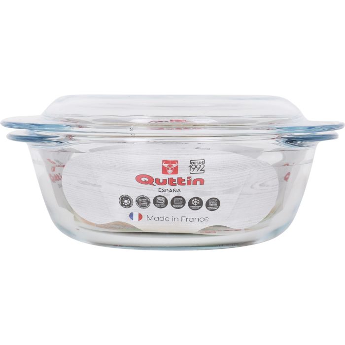 Quttin Cacerola Vidrio Redonda con Tapa 1.6+0.5L 23.7x20x10cm (3 Unidades) 1