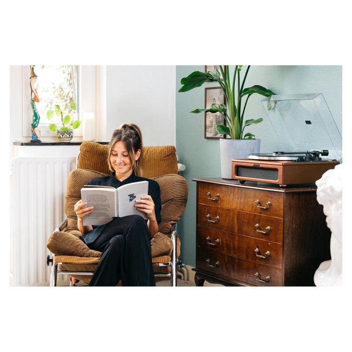 Lenco LS-430BN Tocadiscos de tracción por correa con Bluetooth, 4 altavoces integrados, 33/45 RPM, color marrón 4