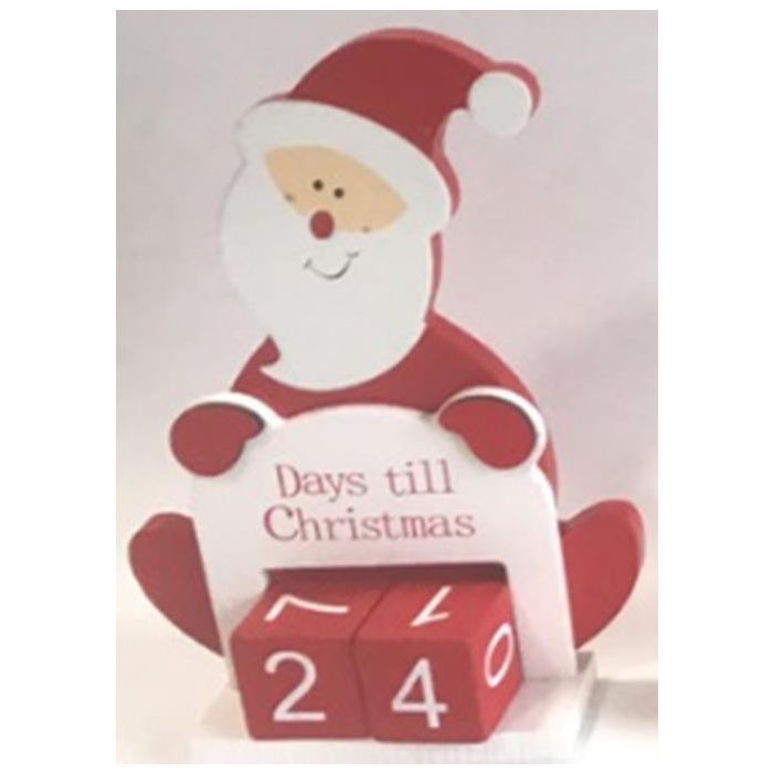 DKD Home Decor Calendario Adviento Navidad Tradicional MDF Rojo Blanco 4x18x13 cm (Pack 4 Unidades Surtido Aleatorio)