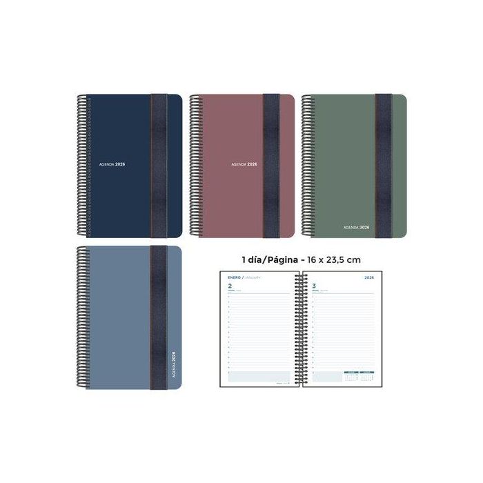 Agenda Anual (2026) Senfort Foam Espiral Tapa Pp Con Goma 160X235 D/P Surtido De 4