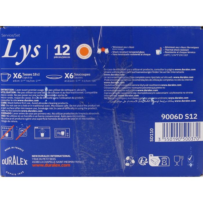 Duralex Set 6 Tazas con Plato 18Cl Colección Ambar Lys (8 Cajas) 2