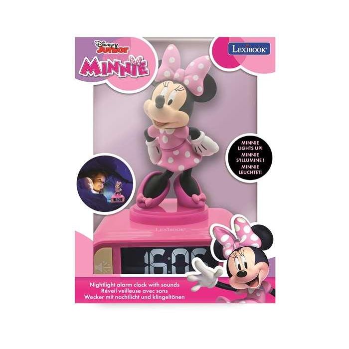 Lexibook Despertador Digital con Luz Nocturna 3D de Minnie y Efectos de Sonido 6