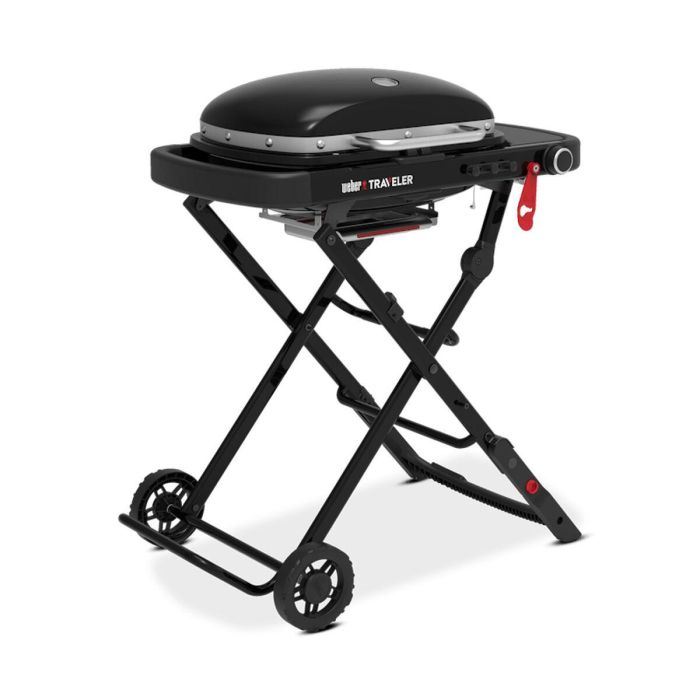 Weber WEB1705338719792 Barbacoa de Gas Traveler Compact Negra Carro Plegable 2.2 kW 1