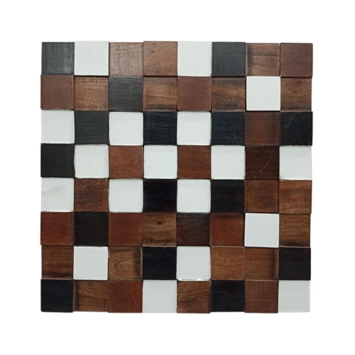 Decoración de Pared Home ESPRIT Blanco Negro Natural Moderno 90 x 4 x 90 cm