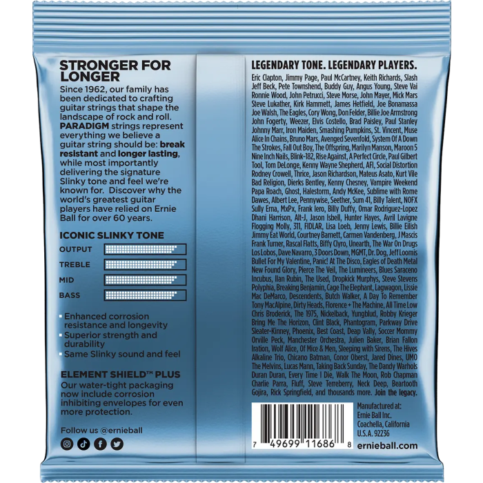 Ernie Ball Juego Cuerdas Guitarra Eléctrica Paradigm Slinky Primo 9.5-44 - Máxima Resistencia y Durabilidad Garantizada 1