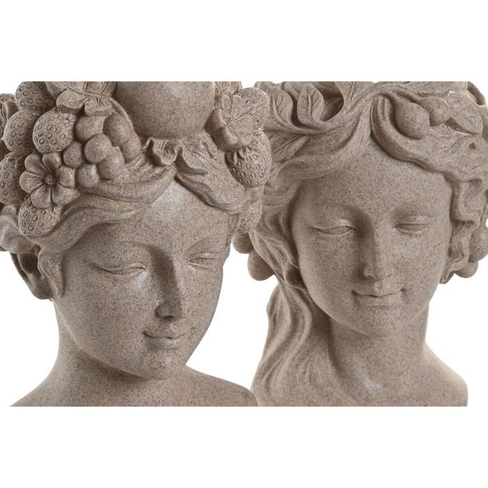 DKD Home Decor Macetero Romantico Beige Resina 20 x 29 x 18 cm (2 Unidades) 2 DKD Home Decor Macetero Romantico Beige Resina 20 x 29 x 18 cm (2 Unidades) 2