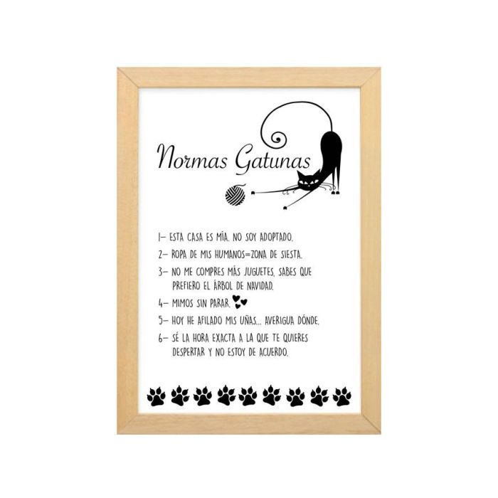 Cartel Decoración Normas Gatunas 35*25 cm