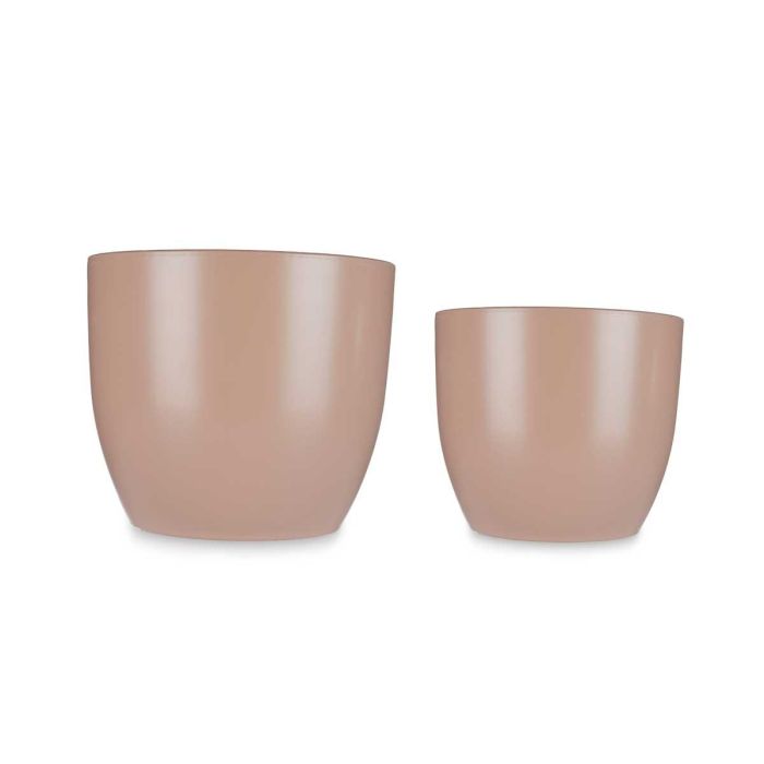 Set 2 Macetas Cerámica Abombada Ibergarden 22x22x18 cm y 28x28x24 cm Beige 2 Set 2 Macetas Cerámica Abombada Ibergarden 22x22x18 cm y 28x28x24 cm Beige 2