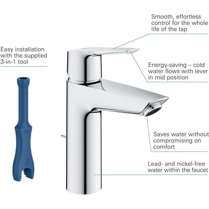 GROHE - Lavabo Monocommande Mequer - Tamaño M 3 GROHE - Lavabo Monocommande Mequer - Tamaño M 3