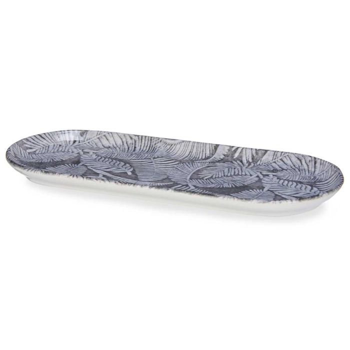 Bandeja Ovalada Hoja Vessia 34.5x15 cm Porcelana Gris (24 Unidades) 1 Bandeja Ovalada Hoja Vessia 34.5x15 cm Porcelana Gris (24 Unidades) 1