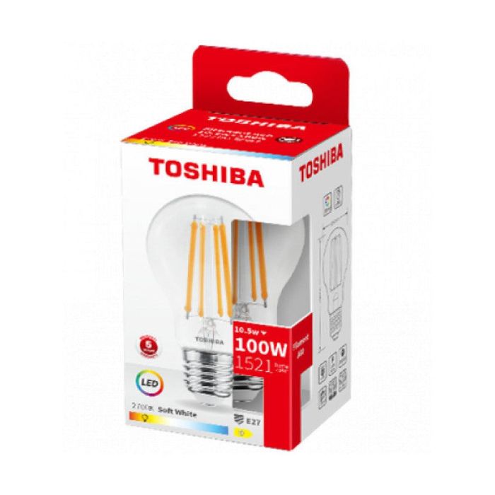 Bombilla LED TOSHIBA E27 A60 10.5W 1521Lm Blanco Cálido [TO-DELS-FBW410E27AD11] 1