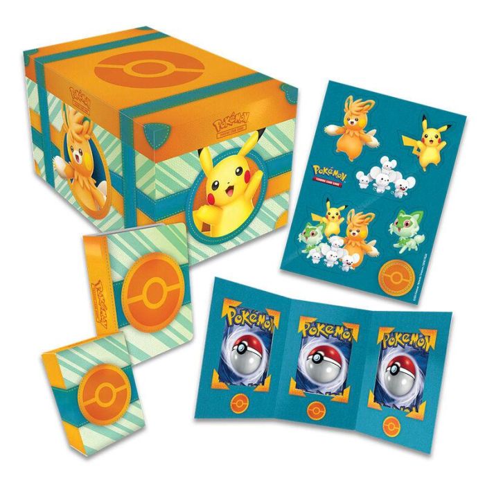 POKEMON JUEGO DE CARTAS Cofre del Tesoro Juego de Cartas Coleccionables Español con Pikachu, Sprigatito ex y más 1 POKEMON JUEGO DE CARTAS Cofre del Tesoro Juego de Cartas Coleccionables Español con Pikachu, Sprigatito ex y más 1