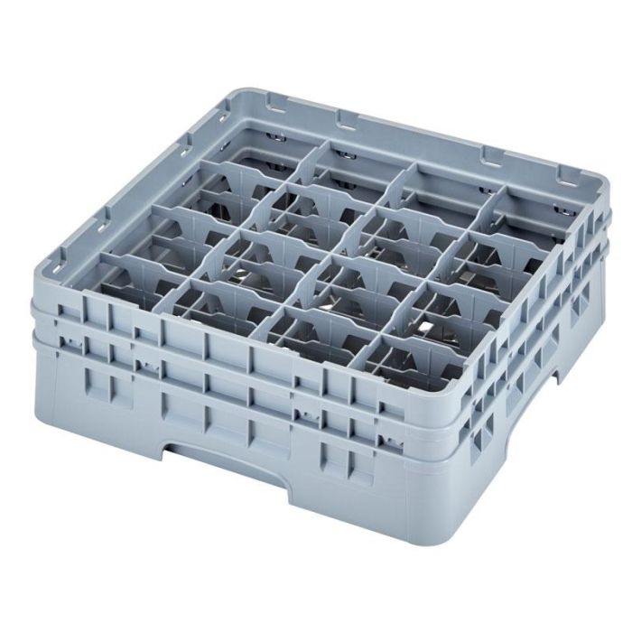 CAMBRO - 16C578-151 - Cesta de lavado para tazas con 16 comp. de 11,1 x 11,1 cm. Alt. Máx 14,9 cm - 50 x 50 x 18,4 cm - Gris claro