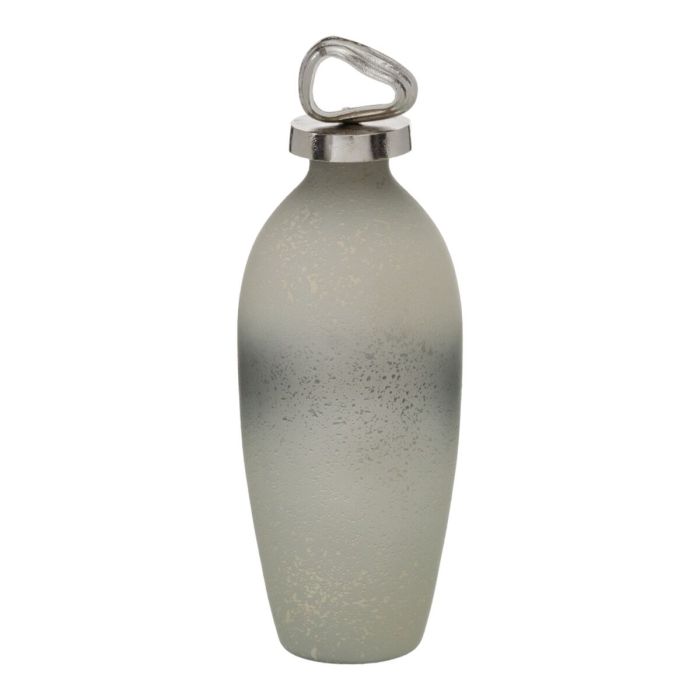 Botella Gris Plateado Aluminio Cristal 12 x 12 x 36 cm Decorativa