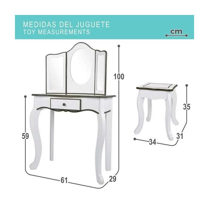 Tocador belleza de madera color blanco/gris 61x29x100 cm 6 Tocador belleza de madera color blanco/gris 61x29x100 cm 6