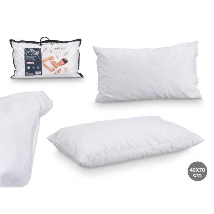Giftdecor Almohada de Copos Viscoelástica Extrasuave con Funda Poliéster Blanca 40x70 cm (6 Unidades)